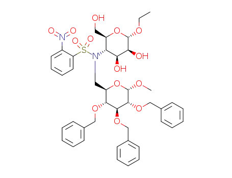 N-(methyl 2,3,4-tri-O-benzyl-6-deoxy-α-D-glucopyranosid-6-yl)-N-(ethyl 4-deoxy-α-D-mannopyranosid-4-yl)-2-nitrobenzenesulfonamide
