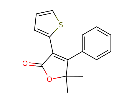 Molecular Structure of 83253-79-6 (5,5-dimethyl-4-phenyl-3-(thiophen-2-yl)furan-2(5H)-one)