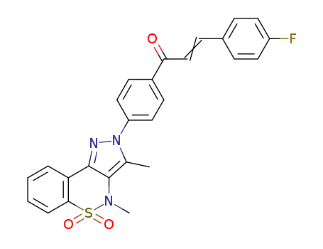 1-(4-(3,4-dimethyl-5,5-dioxidobenzo[e]pyrazolo[4,3-c][1,2]thiazin-2(4H)-yl)phenyl)-3-(4-fluorophenyl)prop-2-en-1-one