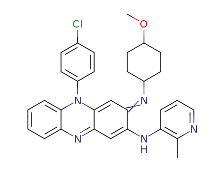 Molecular Structure of 1353737-99-1 (5-(4-chlorophenyl)-3-(4-methoxycyclohexyl)imino-2-(2-methyl-3-pyridyl)amino-3,5-dihydrophenazine)