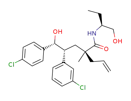 Molecular Structure of 1388625-18-0 ((S)-2-((2R,3R)-2-(3-chlorophenyl)-3-(4-chlorophenyl)-3-hydroxypropyl)-N-((S)-1-hydroxybutan-2-yl)-2-methylpent-4-enamide)