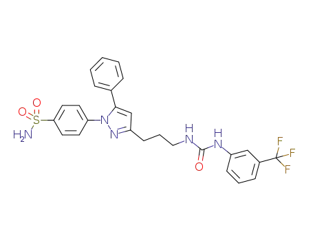 4-(5-phenyl-3-{3-[3-(3-trifluoromethylphenyl)-ureido]-propyl}-pyrazol-1-yl)-benzenesulfonamide
