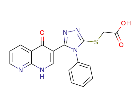 2-((5-(1,4-dihydro-4-oxo-1,8-naphthyridin-3-yl)-4-phenyl-4H-1,2,4-triazol-3-yl)sulfanyl)acetic acid
