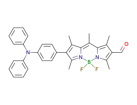 Molecular Structure of 1372549-59-1 (2-(4-(diphenylamino)phenyl)-5,5-difluoro-8-formyl-1,3,7,9,10-pentamethyl-5H-dipyrrolo[1,2-c:2',1'-f][1,3,2]diazaborinin-4-ium-5-uide)