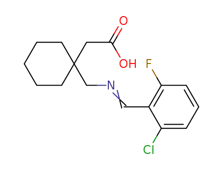 Molecular Structure of 1262837-08-0 (2-(1-((2-chloro-6-fluorobenzylideneamino)methyl)cyclohexyl)acetic acid)