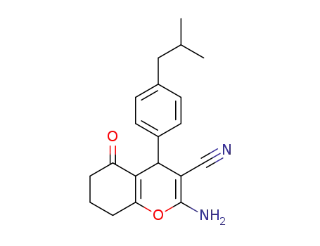 Molecular Structure of 1402044-73-8 (2-amino-5,6,7,8-tetrahydro-4-(4-isobutylphenyl)-5-oxo-4H-chromene-3-carbonitrile)