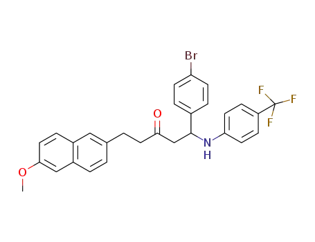 Molecular Structure of 1363178-35-1 (1-(4-bromophenyl)-5-(6-methoxynaphthalen-2-yl)-1-(4-(trifluoromethyl)phenylamino)pentan-3-one)