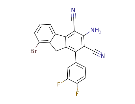 Molecular Structure of 1321621-33-3 (3-amino-8-bromo-1-(3,4-difluorophenyl)-2,4-dicyano-9H-fluorene)