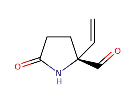 Molecular Structure of 1214741-22-6 ((2R)-2-ethenyl-5-oxo-2-Pyrrolidinecarboxaldehyde)