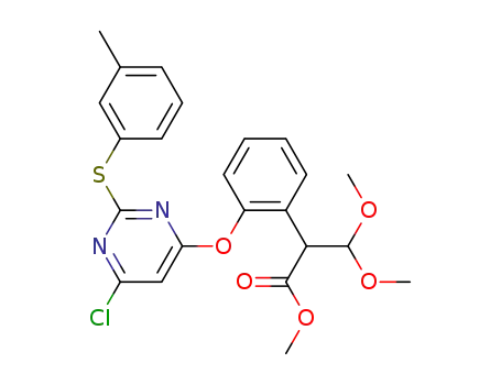 Molecular Structure of 1394124-28-7 (methyl 2-(2-(6-chloro-2-(m-tolylthio)pyrimidin-4-yloxy)phenyl)-3,3-dimethoxypropanoate)