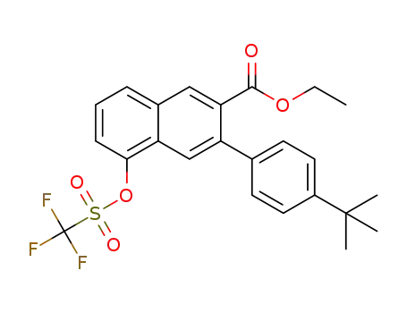 Molecular Structure of 1333383-13-3 (ethyl 3-(4-tert-butylphenyl)-5-(trifluoromethylsulfonyloxy)-2-naphthoate)