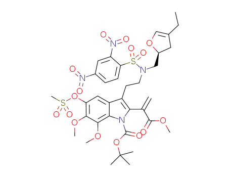 3-(2-(((S)-4-ethyl-2,3-dihydrofuran-2-yl)methyl(2,4-dinitrobenzenesulfonyl)amino)ethyl)-1-(tert-butoxycarbonyl)-2-(1-(methoxycarbonyl)vinyl)-6,7-dimethoxy-1H-indol-5-yl methanesulfonate