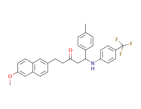 Molecular Structure of 1363178-36-2 (5-(6-methoxynaphthalen-2-yl)-1-p-tolyl-1-(4-(trifluoromethyl)phenylamino)pentan-3-one)