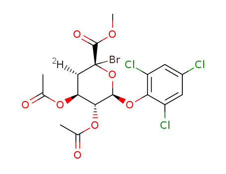 Molecular Structure of 1350467-77-4 (methyl (2,4,6-trichlorophenyl 2,3-di-O-acetyl-4-deoxy-5-C-bromo-4-{<sup>2</sup>H}-β-D-glucopyranosid)uronate)
