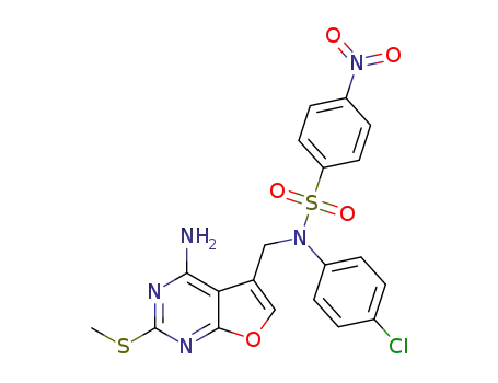 Molecular Structure of 1383579-50-7 (N-({4-amino-2-(methylthio)furo[2,3-d]pyrimidin-5-yl}methyl)-N-(4-chlorophenyl)-4-nitrobenzenesulfonamide)