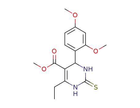 Molecular Structure of 1373955-95-3 (6-ethyl-4-(2,4-dimethoxyphenyl)-5-(methoxycarbonyl)-3,4-dihydropyrimidin-2(1H)-thione)