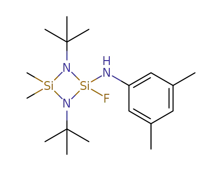 Molecular Structure of 1360457-09-5 (1,3-di-tert-butyl-2-fluoro-2-(3,5-dimethylanilino)-4,4-dimethyl-1,3-diaza-2,4-disilacyclobutane)