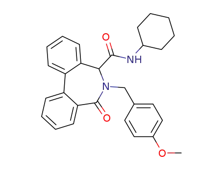 Molecular Structure of 1283600-58-7 (N-cyclohexyl-6-(4-methoxybenzyl)-7-oxo-6,7-dihydro-5H-dibenzo[c,e]azepine-5-carboxamide)