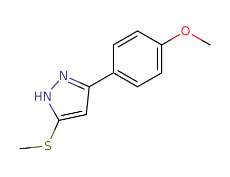 Molecular Structure of 58876-81-6 (methyl 4-[5-(methylsulfanyl)-1H-pyrazol-3-yl]phenyl ether)