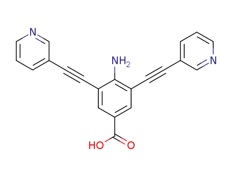 Molecular Structure of 1333334-28-3 (4-amino-3,5-bis(pyridin-3-ylethynyl)benzoic acid)