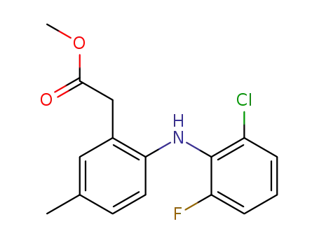 Molecular Structure of 1175086-67-5 (2-[(2-chloro-6-fluorophenyl)amino]-5-methylbenzeneacetic acid methyl ester)