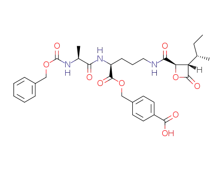 (2S)-[(2S)-benzyloxycarbonylaminopropionylamino]-5-{[(3S)-((1S)-methylpropyl)-4-oxooxetane-(2R)-carbonyl]amino}pentanoic acid 4-carboxylphenylmethyl ester