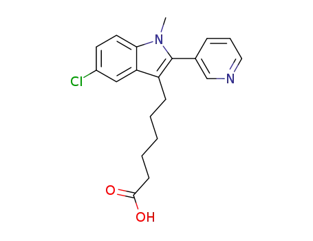 Molecular Structure of 95853-92-2 (1H-Indole-3-hexanoic acid, 5-chloro-1-methyl-2-(3-pyridinyl)-)