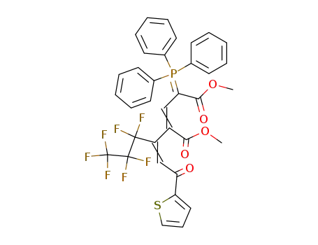 (E)-2-{2,2,3,3,4,4,4-Heptafluoro-1-[2-oxo-2-thiophen-2-yl-eth-(Z)-ylidene]-butyl}-4-(triphenyl-λ<sup>5</sup>-phosphanylidene)-pent-2-enedioic acid dimethyl ester