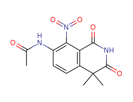 Molecular Structure of 69883-74-5 (Acetamide,
N-(1,2,3,4-tetrahydro-4,4-dimethyl-8-nitro-1,3-dioxo-7-isoquinolinyl)-)