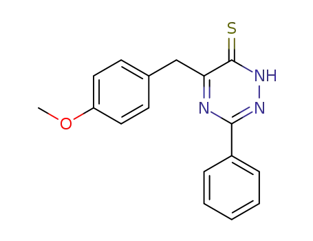 Molecular Structure of 127525-51-3 (1,2,4-Triazine-6(1H)-thione, 5-[(4-methoxyphenyl)methyl]-3-phenyl-)