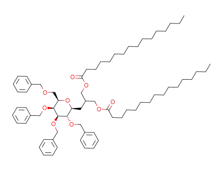 Hexadecanoic acid 2-hexadecanoyloxymethyl-3-((2S,3S,4R,5S,6R)-3,4,5-tris-benzyloxy-6-benzyloxymethyl-tetrahydro-pyran-2-yl)-propyl ester