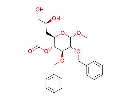 Acetic acid (2R,3R,4S,5R,6S)-4,5-bis-benzyloxy-2-((S)-2,3-dihydroxy-propyl)-6-methoxy-tetrahydro-pyran-3-yl ester