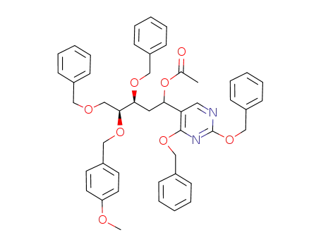 Acetic acid (3S,4S)-3,5-bis-benzyloxy-1-(2,4-bis-benzyloxy-pyrimidin-5-yl)-4-(4-methoxy-benzyloxy)-pentyl ester