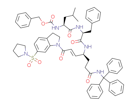 Molecular Structure of 1027846-81-6 ([(S)-3-Methyl-1-((S)-1-{(E)-(S)-4-oxo-4-[6-(pyrrolidine-1-sulfonyl)-2,3-dihydro-indol-1-yl]-1-[2-(trityl-carbamoyl)-ethyl]-but-2-enylcarbamoyl}-2-phenyl-ethylcarbamoyl)-butyl]-carbamic acid benzyl ester)