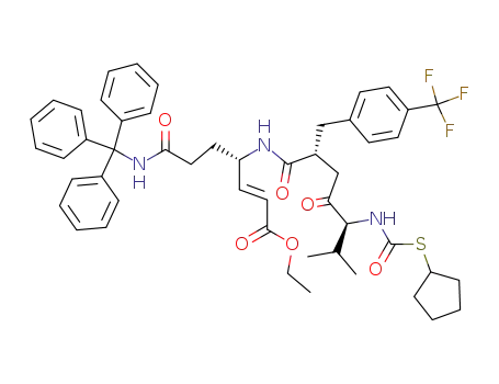 (E)-(S)-4-[(2R,5S)-5-Cyclopentylsulfanylcarbonylamino-6-methyl-4-oxo-2-(4-trifluoromethyl-benzyl)-heptanoylamino]-6-(trityl-carbamoyl)-hex-2-enoic acid ethyl ester