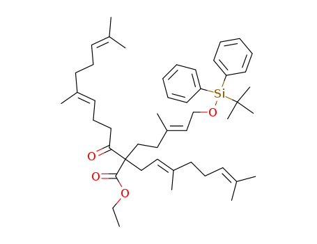 ethyl (6E)-2-<(3E)-5-t-butyldiphenylsiloxy-3-methyl-3-pentenyl>-2-<(2E)-3,7-dimethyl-2,6-octadienyl>-7,11-dimethyl-3-oxo-6,10-dodecadienoate