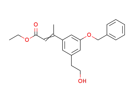 Molecular Structure of 142588-70-3 ((Z)-3-[3-Benzyloxy-5-(2-hydroxy-ethyl)-phenyl]-but-2-enoic acid ethyl ester)