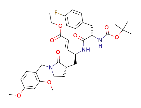 Molecular Structure of 223526-61-2 (ethyl-3-<Boc-L-Phe(4-F)-L-<(N-2,4-dimethoxybenzyl)-(S)-Pyrrol-Ala>>-E-propenoate)