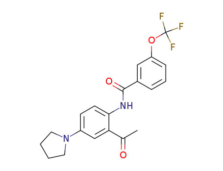 Molecular Structure of 1026572-12-2 (N-(2-Acetyl-4-pyrrolidin-1-yl-phenyl)-3-trifluoromethoxy-benzamide)