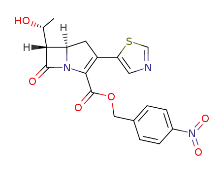 Molecular Structure of 1025902-20-8 ((5R,6S)-6-((R)-1-Hydroxy-ethyl)-7-oxo-3-thiazol-5-yl-1-aza-bicyclo[3.2.0]hept-2-ene-2-carboxylic acid 4-nitro-benzyl ester)