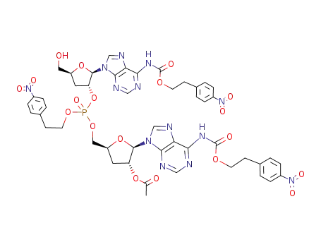 3'-deoxy-N<sup>6</sup>-<2-(4-nitrophenyl)ethoxycarbonyl>adenylyl-<2'-<O<sup>P</sup>-<2-(4-nitrophenyl)ethyl>>->5'>-2'-O-acetyl-3'-deoxy-N<sup>6</sup>-<2-(4-nitrophenyl)ethoxycarbonyl>adenosine