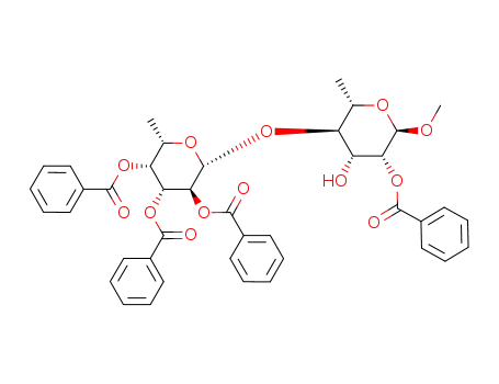 Molecular Structure of 182804-38-2 (methyl 2-O-benzoyl-4-O-(2,3,4-tri-O-benzoyl-β-L-fucopyranosyl)-α-L-rhamnopyranoside)