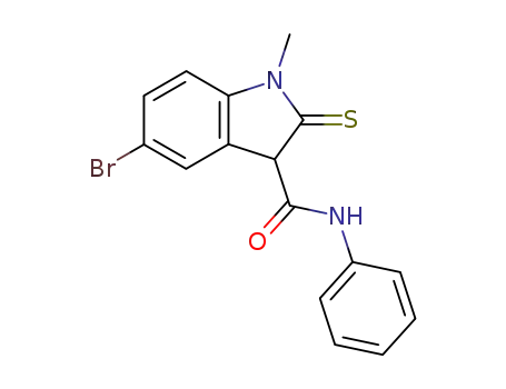 Molecular Structure of 1027233-55-1 (5-Bromo-1-methyl-2-thioxo-2,3-dihydro-1H-indole-3-carboxylic acid phenylamide)