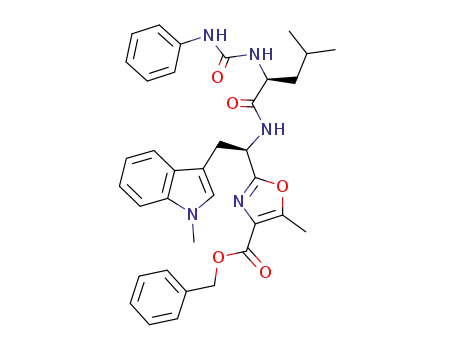 5-Methyl-2-{(R)-2-(1-methyl-1H-indol-3-yl)-1-[(S)-4-methyl-2-(3-phenyl-ureido)-pentanoylamino]-ethyl}-oxazole-4-carboxylic acid benzyl ester