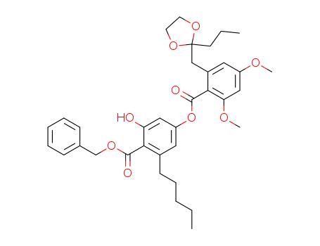 Benzoic acid, 2,4-dimethoxy-6-[(2-propyl-1,3-dioxolan-2-yl)methyl]-,
3-hydroxy-5-pentyl-4-[(phenylmethoxy)carbonyl]phenyl ester