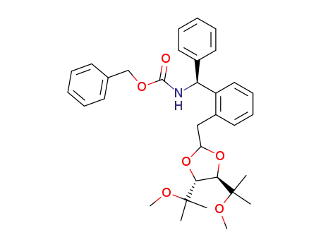 (+)-benzyl N-<(αS)-2-<<(4R,5R)-4,5-bis(2-methoxypropan-2-yl)-1,3-dioxolan-2-yl>methyl>benzhydryl>carbamat