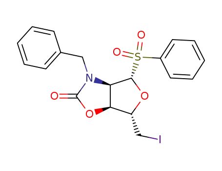 phenyl 2-benzylamino-2N,3O-carbamoyl-2,5-dideoxy-5-iodo-α-D-ribofuranosyl sulfone