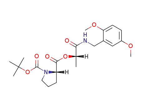Molecular Structure of 182803-68-5 ((S)-Pyrrolidine-1,2-dicarboxylic acid 1-tert-butyl ester 2-[(S)-1-(2,5-dimethoxy-benzylcarbamoyl)-ethyl] ester)