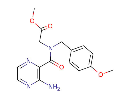 Molecular Structure of 209627-21-4 (N-methoxycarbonylmethyl-N-(4-methoxyphenylmethyl)-3-aminopyrazine-2-carboxamide)