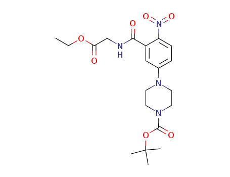 Molecular Structure of 183622-34-6 (1-Piperazinecarboxylic acid,
4-[3-[[(2-ethoxy-2-oxoethyl)amino]carbonyl]-4-nitrophenyl]-,
1,1-dimethylethyl ester)